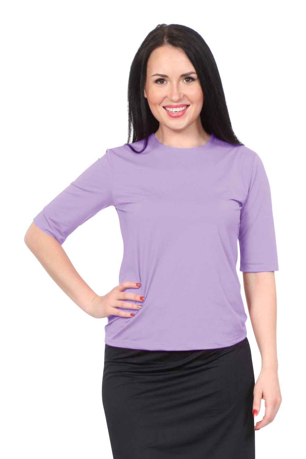 Modest Elbow Sleeve Swim &amp; Running/Exercise Shirt - UV 50 Protection by Kosher Casual USA
