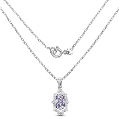 1.03 Carat Genuine Tanzanite &amp; White Topaz .925 Sterling Silver Pendant  DestGlow