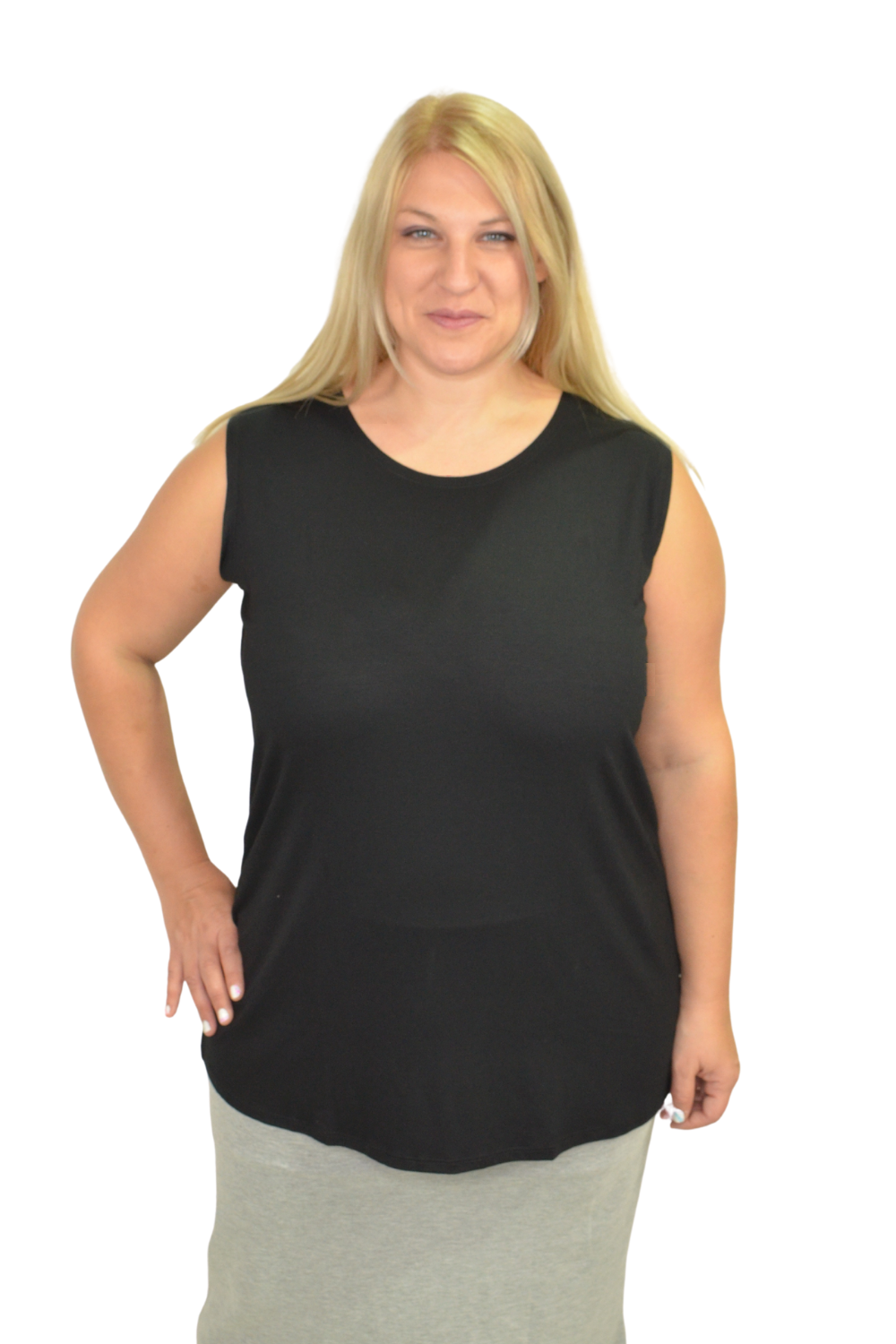 Plus Size Premium Sleeveless Layering Tank Top with Full Shoulder Coverage by Kosher Casual USA