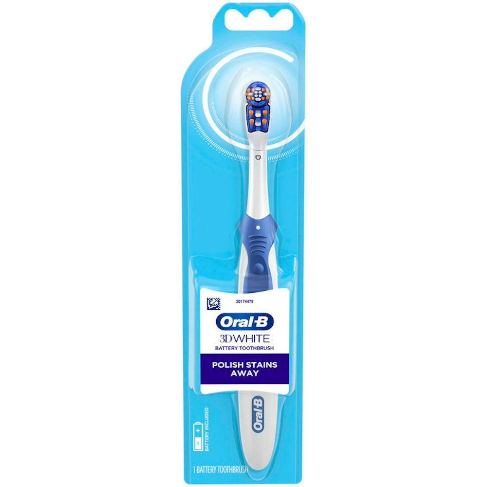Oral-B 3D White Battery Power Electric Toothbrush, 1 Count, Colors May Vary 