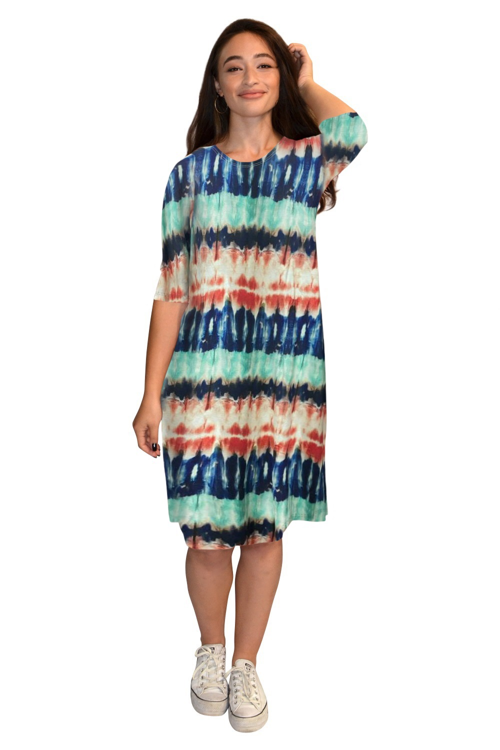Classic Knee Length A-Line T-Shirt Dress by Kosher Casual USA