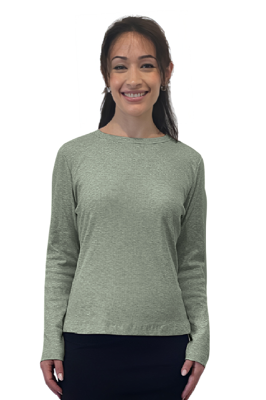 Long Sleeve Ribbed Shell Top in Cotton Spandex by Kosher Casual USA