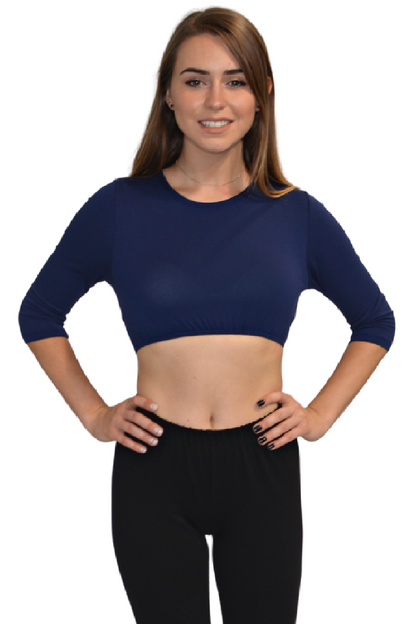 3/4 Sleeve Cropped Layering Shell in Viscose Spandex - Women&