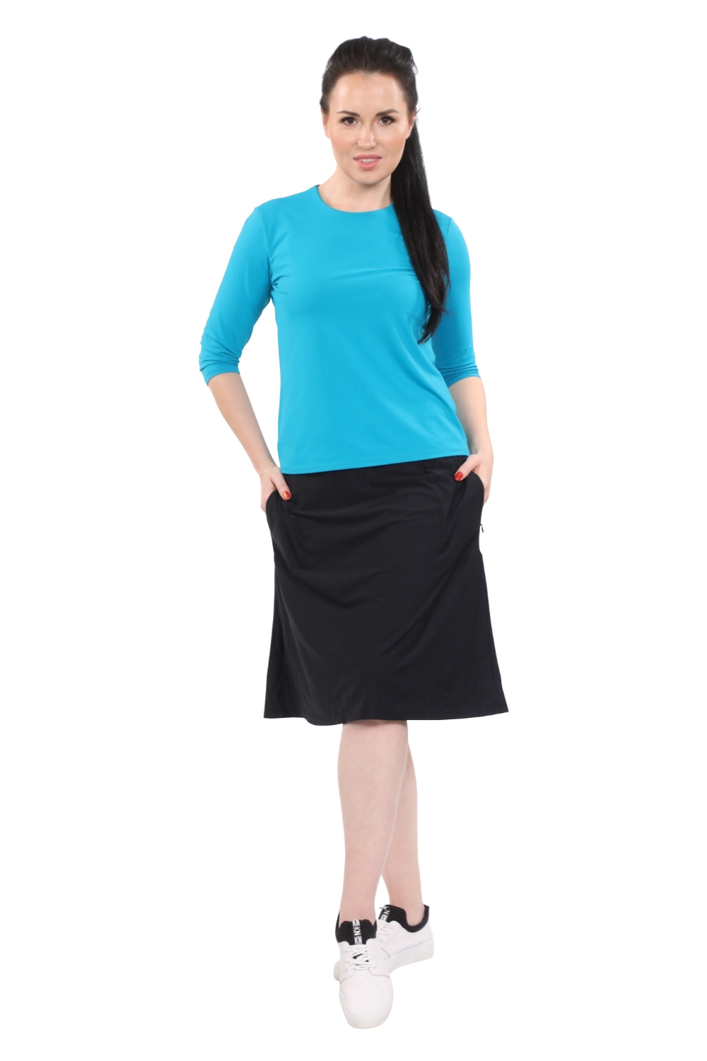 Modest A-Line Athletic Skort with Knee-Length Shorts - Swim &amp; Sport Ready by Kosher Casual USA