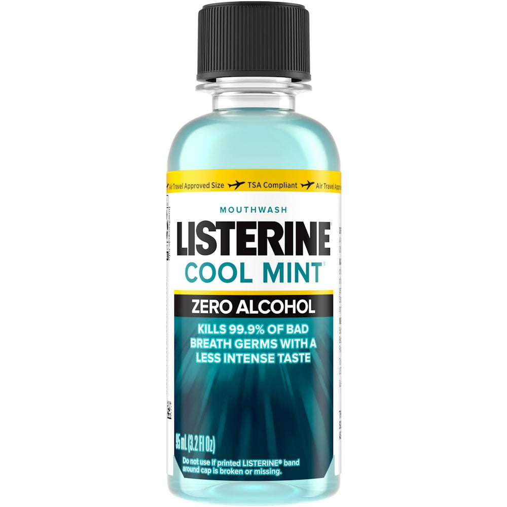 Listerine Mouthwash, Zero Alcohol, Cool Mint 3.2 Fl Oz 