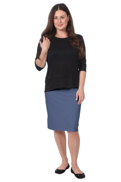 Modest Stretch Knee Length Pencil Skirt in Cotton Spandex by Kosher Casual USA