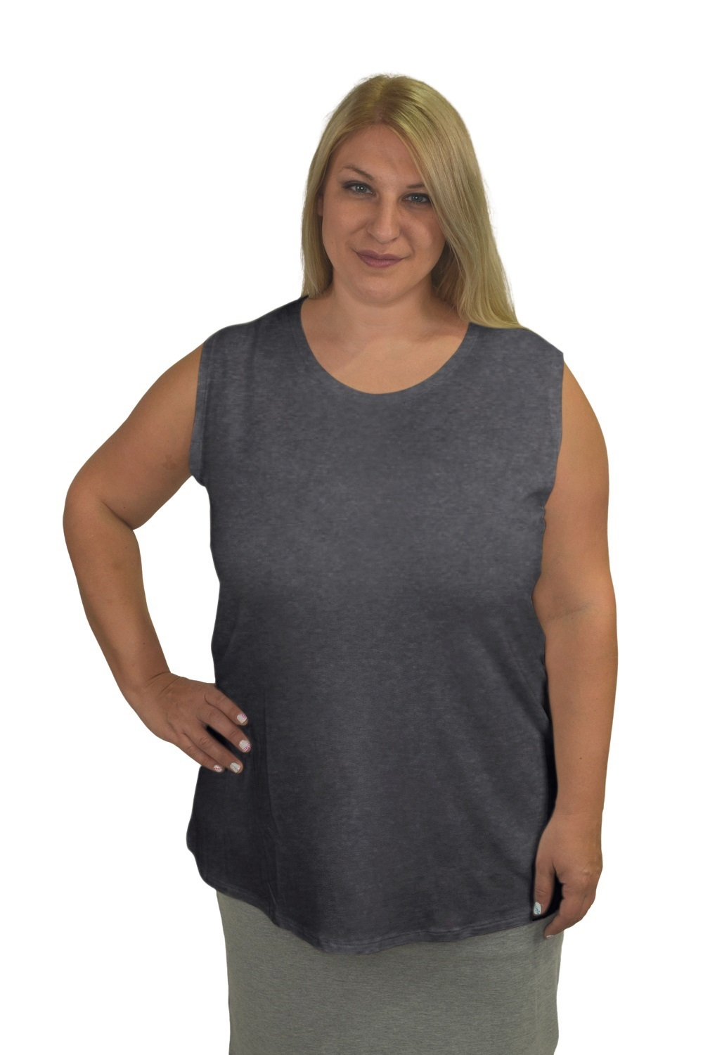Plus Size Premium Sleeveless Layering Tank Top with Full Shoulder Coverage by Kosher Casual USA