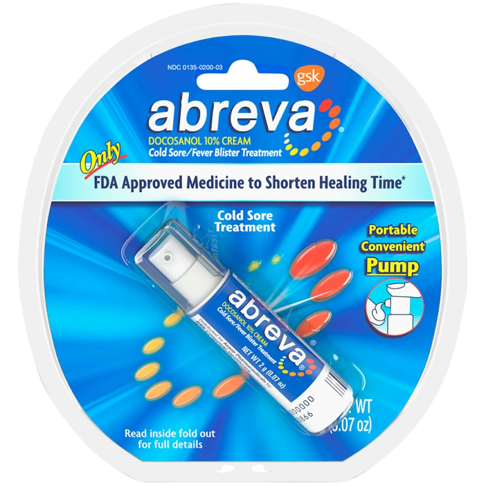 Abreva Cold Sore/Fever Blister Cream Pump 0.07 Oz by Pasteur Pharmacy