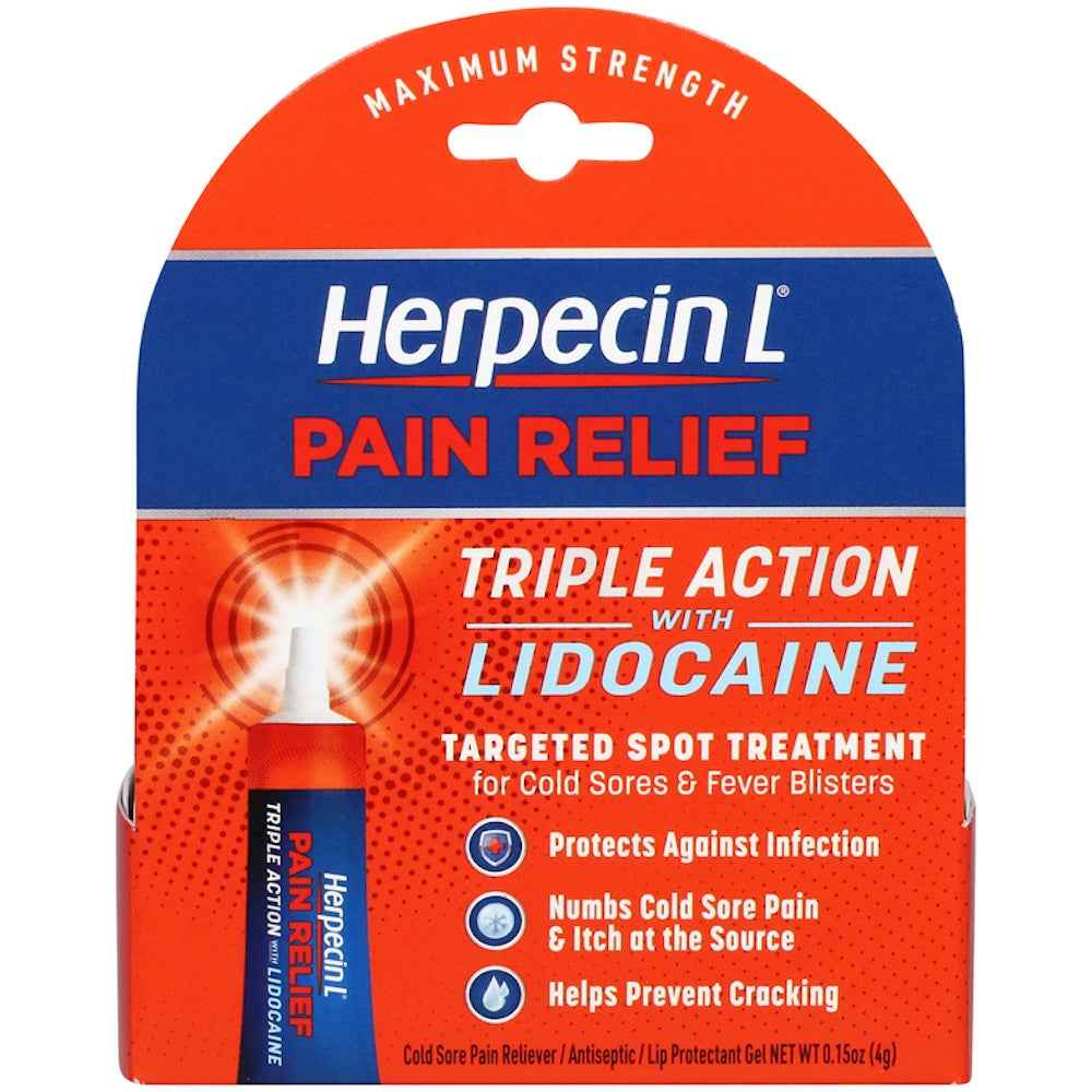 Herpecin L Triple Action With Lidocaine Maximum Strength Pain Relief 0.15 Oz