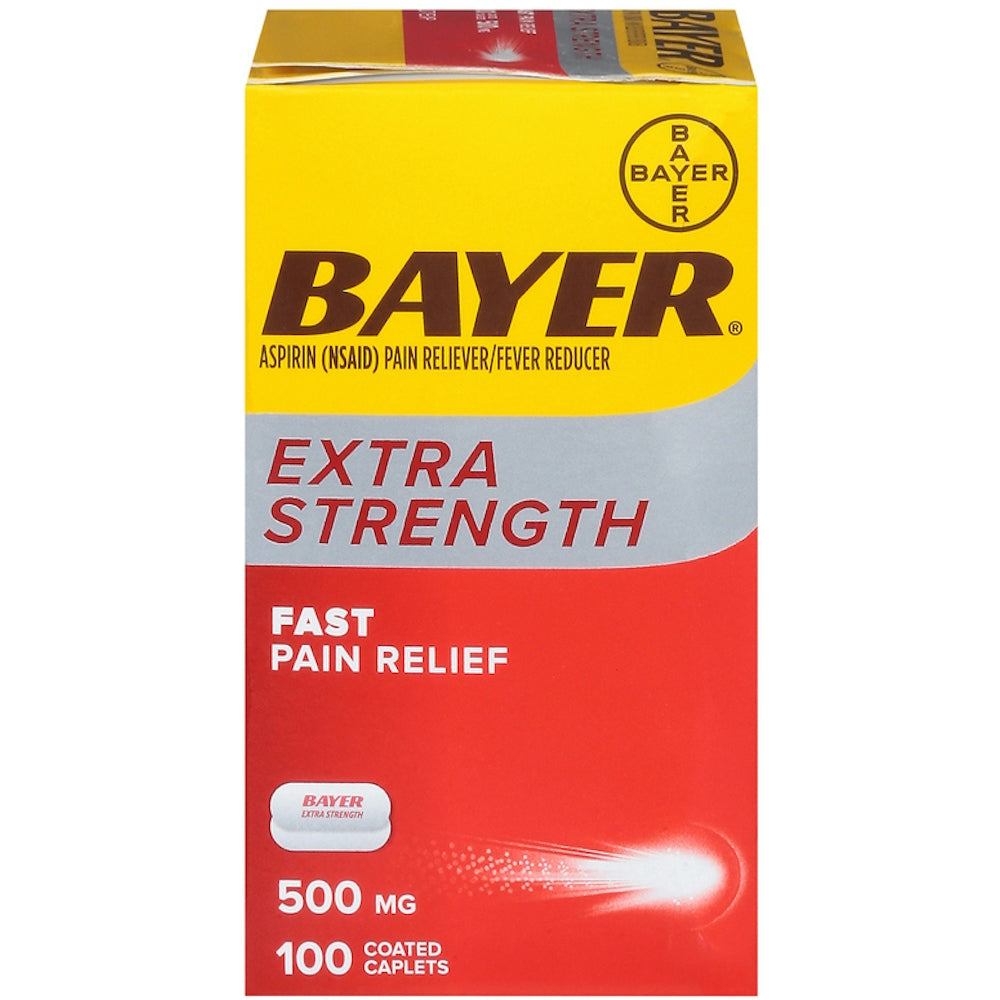 Bayer Extra Strength Aspirin 500mg Coated Caplets – Powerful Pain Relief, 100 ct by Pasteur Pharmacy