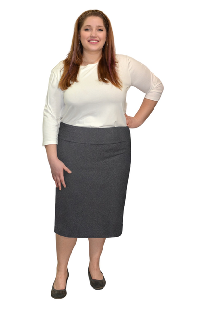 Plus Size Modest Stretch Knee Length Pencil Skirt in Cotton Spandex by Kosher Casual USA