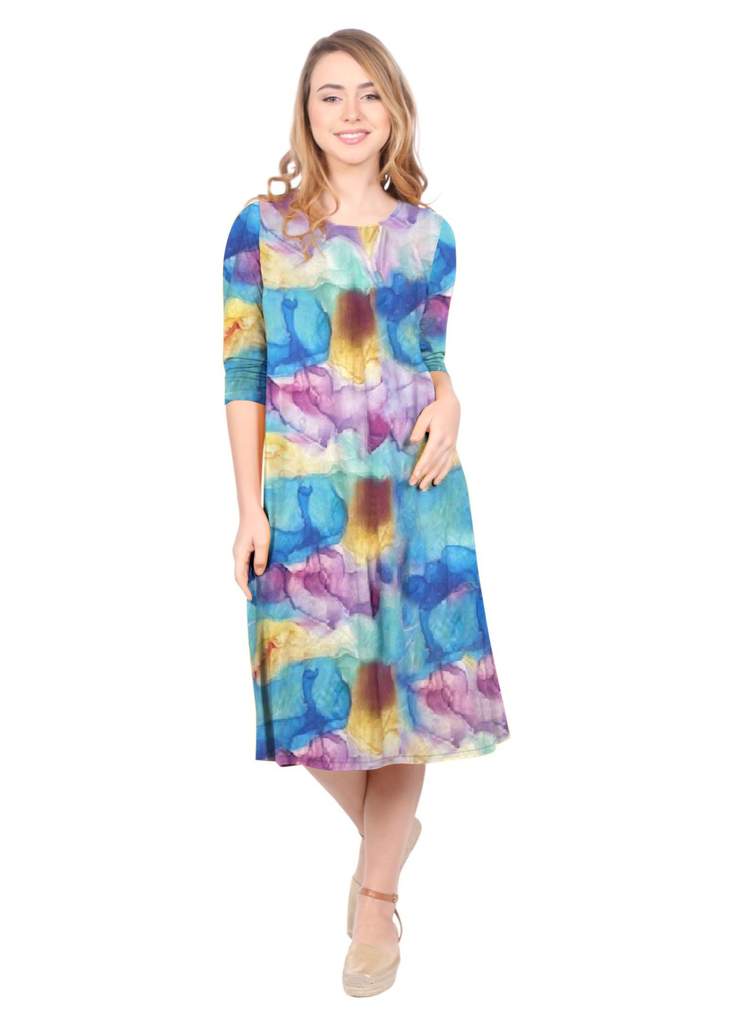 Past The Knee T-Shirt Dress - Comfortable A-Line Silhouette by Kosher Casual USA