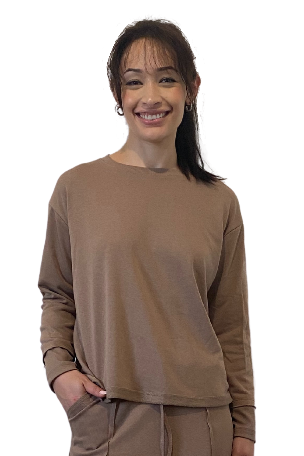 French Terry Cotton Blend Crew Neck Sweatshirt with Long Sleeves by Kosher Casual USA