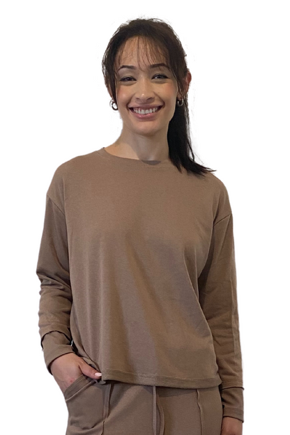 French Terry Cotton Blend Crew Neck Sweatshirt with Long Sleeves by Kosher Casual USA