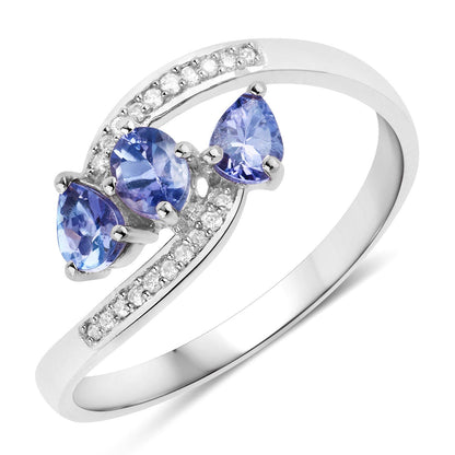 0.51 Carat Genuine Tanzanite and White Diamond 14K White Gold Ring by Bids.com
