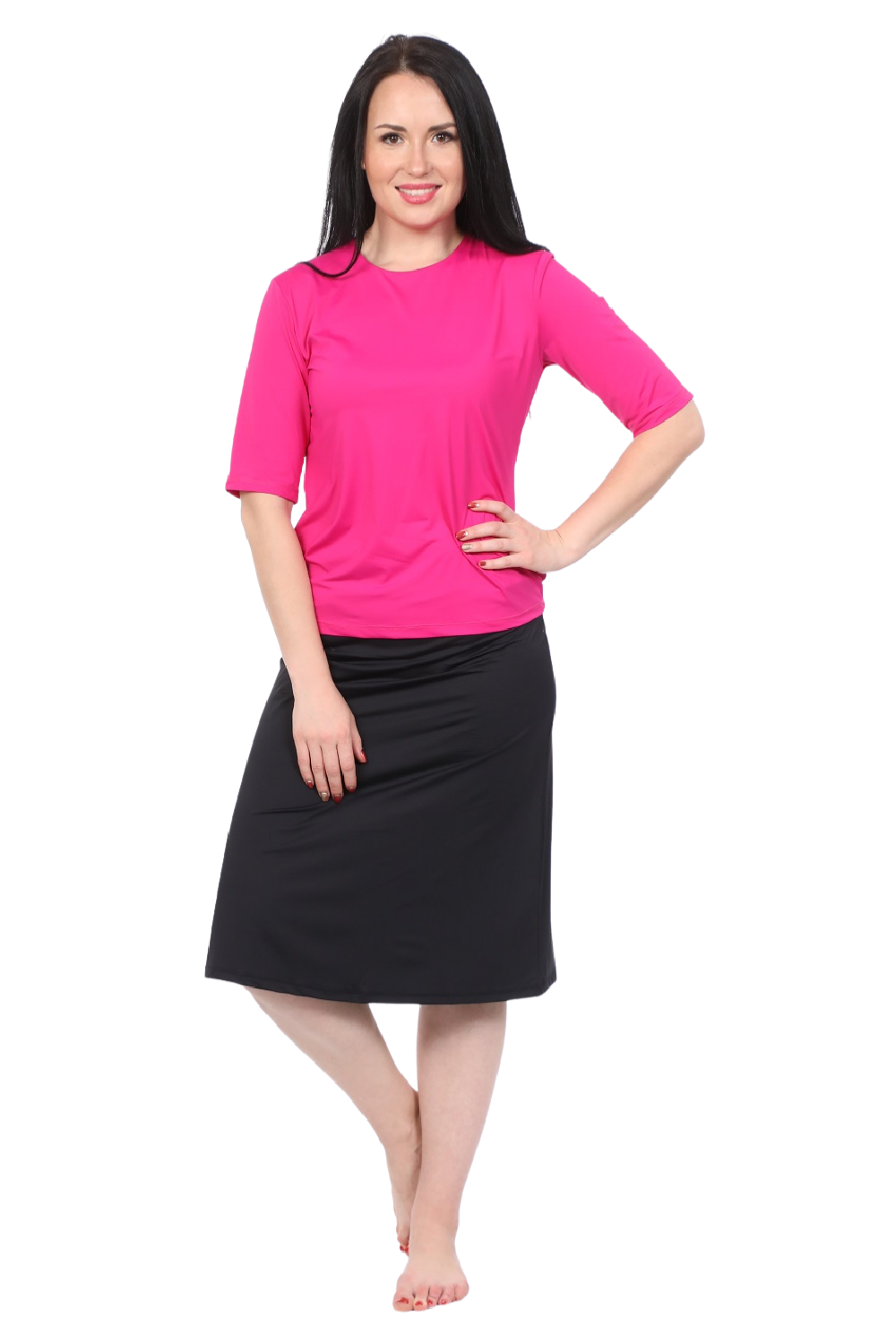 Modest Knee Length Swim, and Sports Skirt with UPF 50+ UV protection by Kosher Casual USA