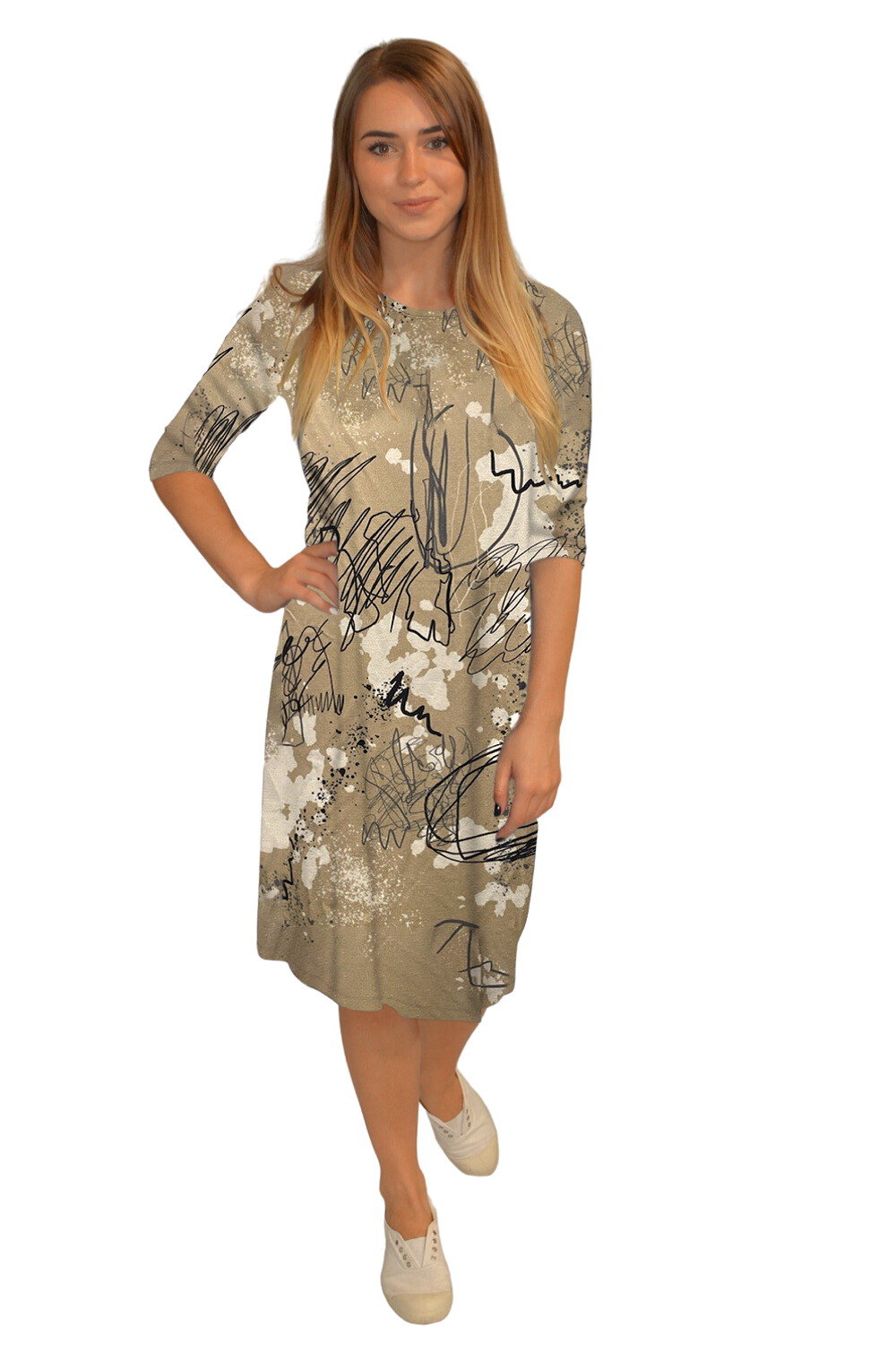 Classic Knee Length A-Line T-Shirt Dress by Kosher Casual USA