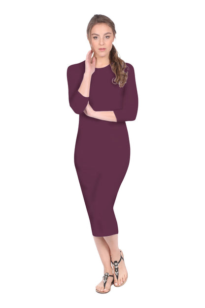 Modest Layering Dress with 3/4 Sleeves and No Slits by Kosher Casual USA