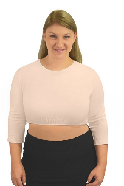 3/4 Sleeve Cropped Layering Shell in Viscose Spandex - Women&