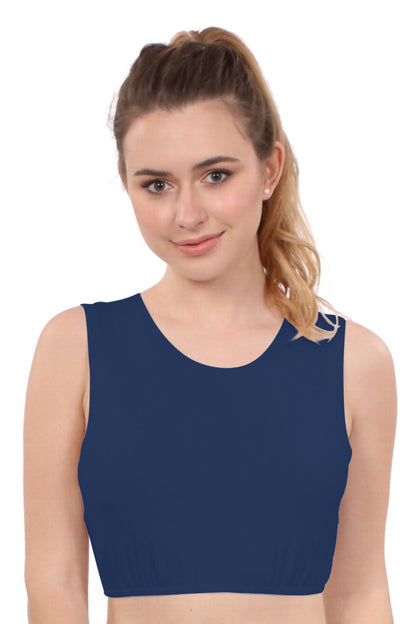 Cropped Layering Tank with Full Shoulder Coverage and Jewel Neckline by Kosher Casual USA