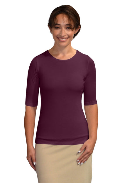 Fitted Layering Shell - Modest Round Neck with Elbow Sleeves by Kosher Casual USA