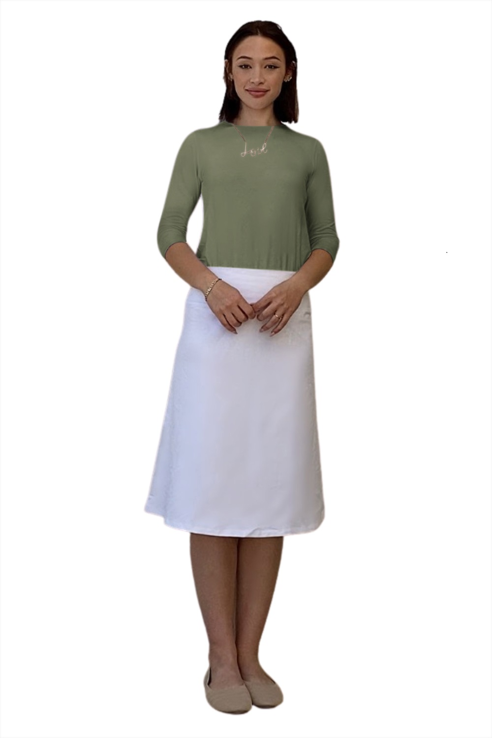 Sporty A-Line Cotton Spandex French Terry Skirt – Knee Length by Kosher Casual USA