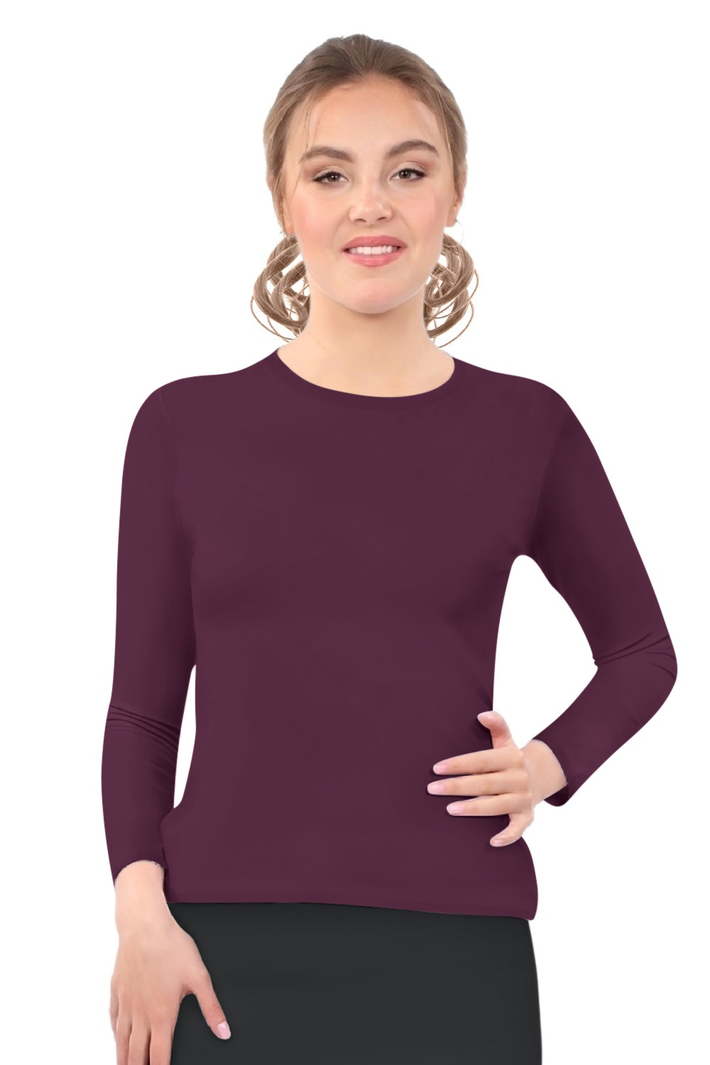 Modest Crew Neck Layering Shell - Long Sleeve Comfort Layer by Kosher Casual USA