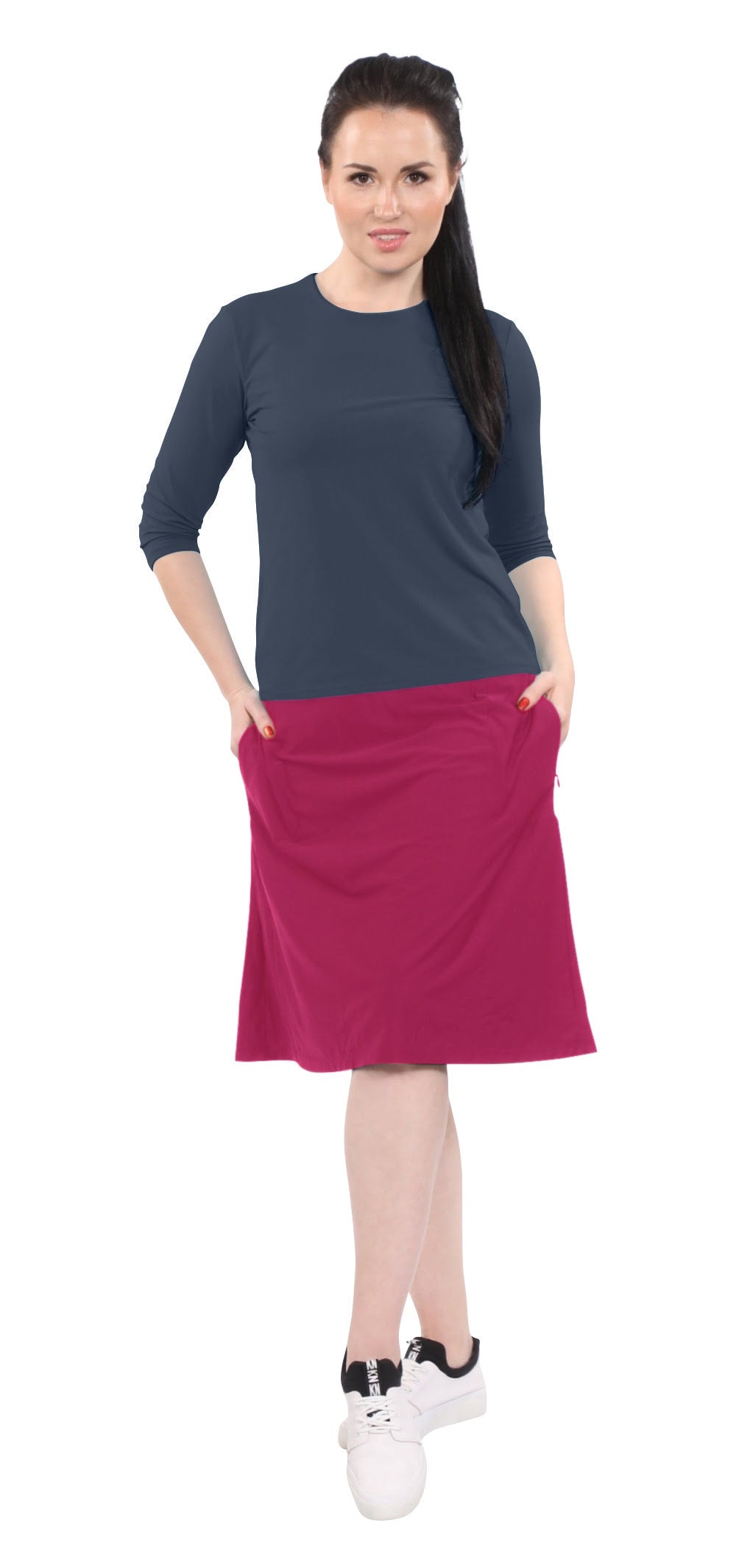 Modest A-Line Athletic Skort with Knee-Length Shorts - Swim &amp; Sport Ready by Kosher Casual USA