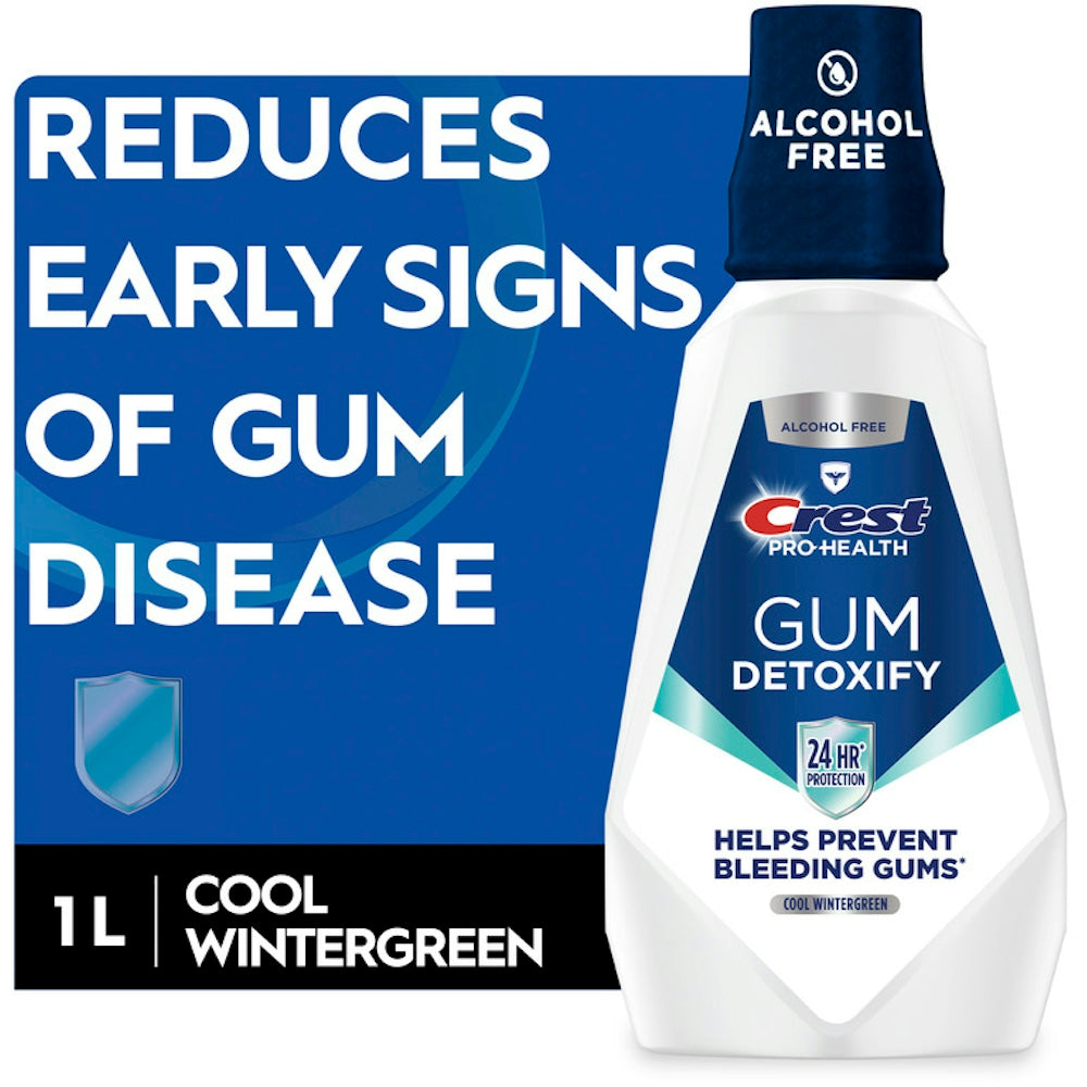 Crest Gum Care Mouthwash, Cool Wintergreen, CPC (cetylpyridinium Chloride) Antigingivitis/Antiplaque Oral Rinse 1L (33.8 Fl Oz) by Pasteur Pharmacy