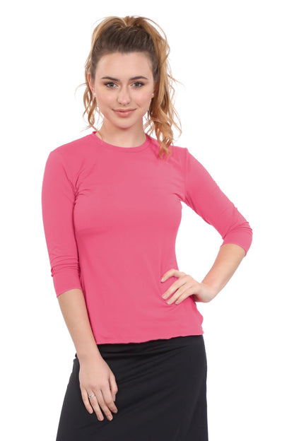Relaxed Fit 3/4 Sleeve Swim &amp; Exercise Top - Quick-Dry UPF 50+ Protection by Kosher Casual USA
