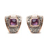 18K Rose Gold 1 1/2 Cttw Round Diamond and 7mm Cushion Cut Purple Amethyst Gemstone Geometrical Statement Stud Earrings (Brown and G-H Color, SI1-SI2 Clarity) by Bids.com