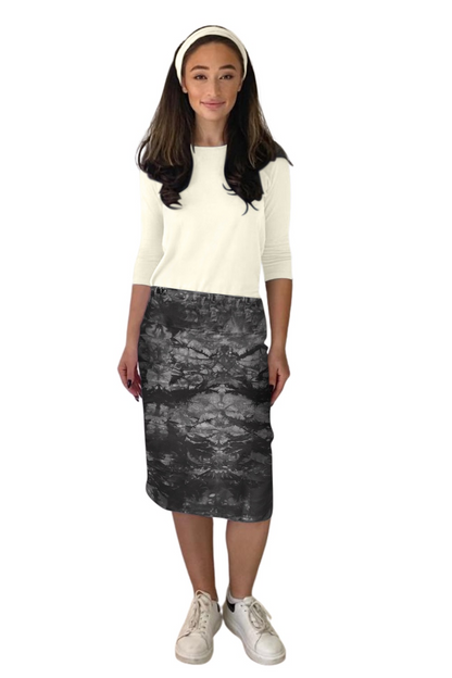 Modest Stretch Knee Length Pencil Skirt in Cotton Spandex by Kosher Casual USA