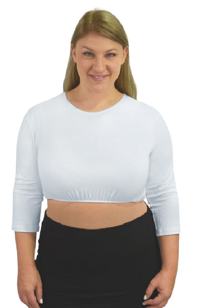 3/4 Sleeve Cropped Layering Shell in Viscose Spandex - Women&