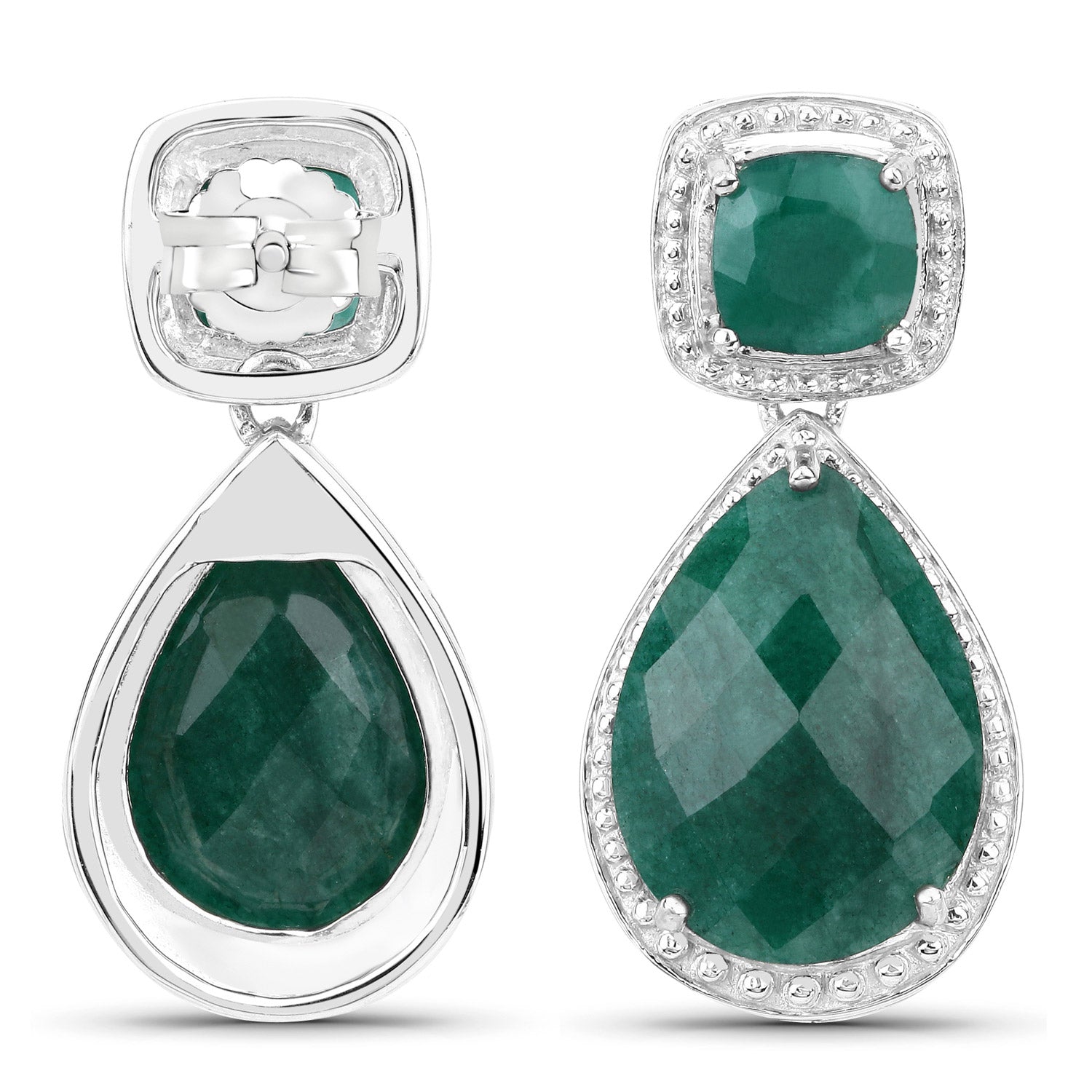 26.00 Carat Dyed Emerald .925 Sterling Silver Earrings  DestGlow