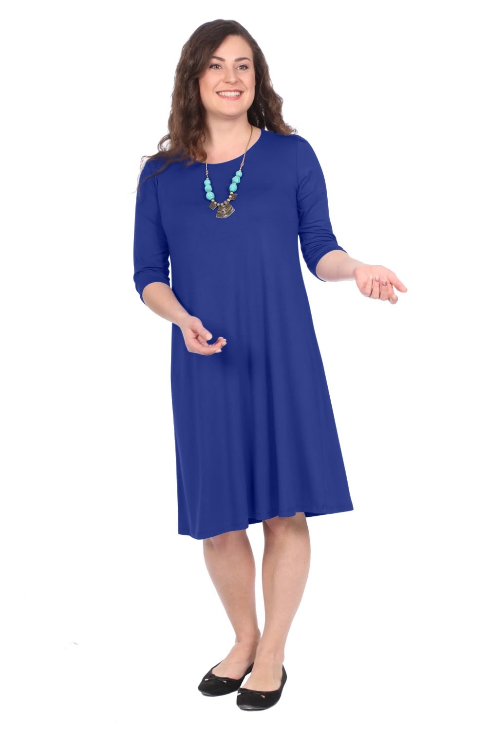 Classic Knee Length A-Line T-Shirt Dress by Kosher Casual USA