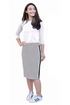 Sporty Side Stripe French Terry Knee-Length Skirt in Cotton Spandex by Kosher Casual USA