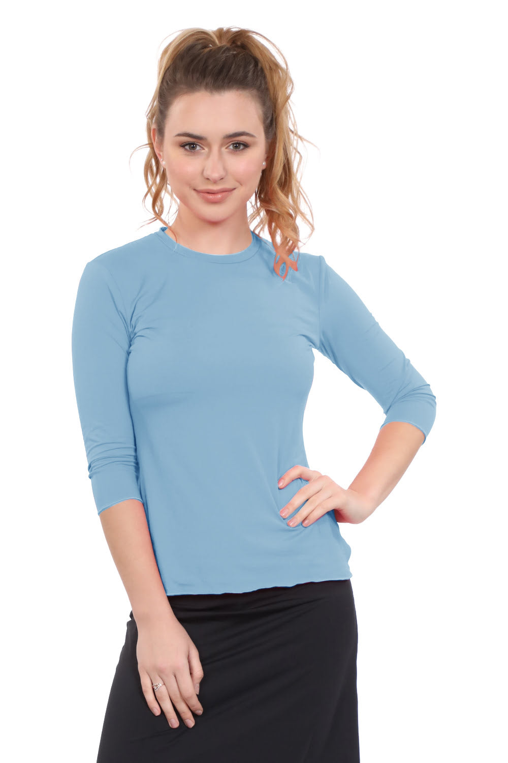 Relaxed Fit 3/4 Sleeve Swim &amp; Exercise Top - Quick-Dry UPF 50+ Protection by Kosher Casual USA