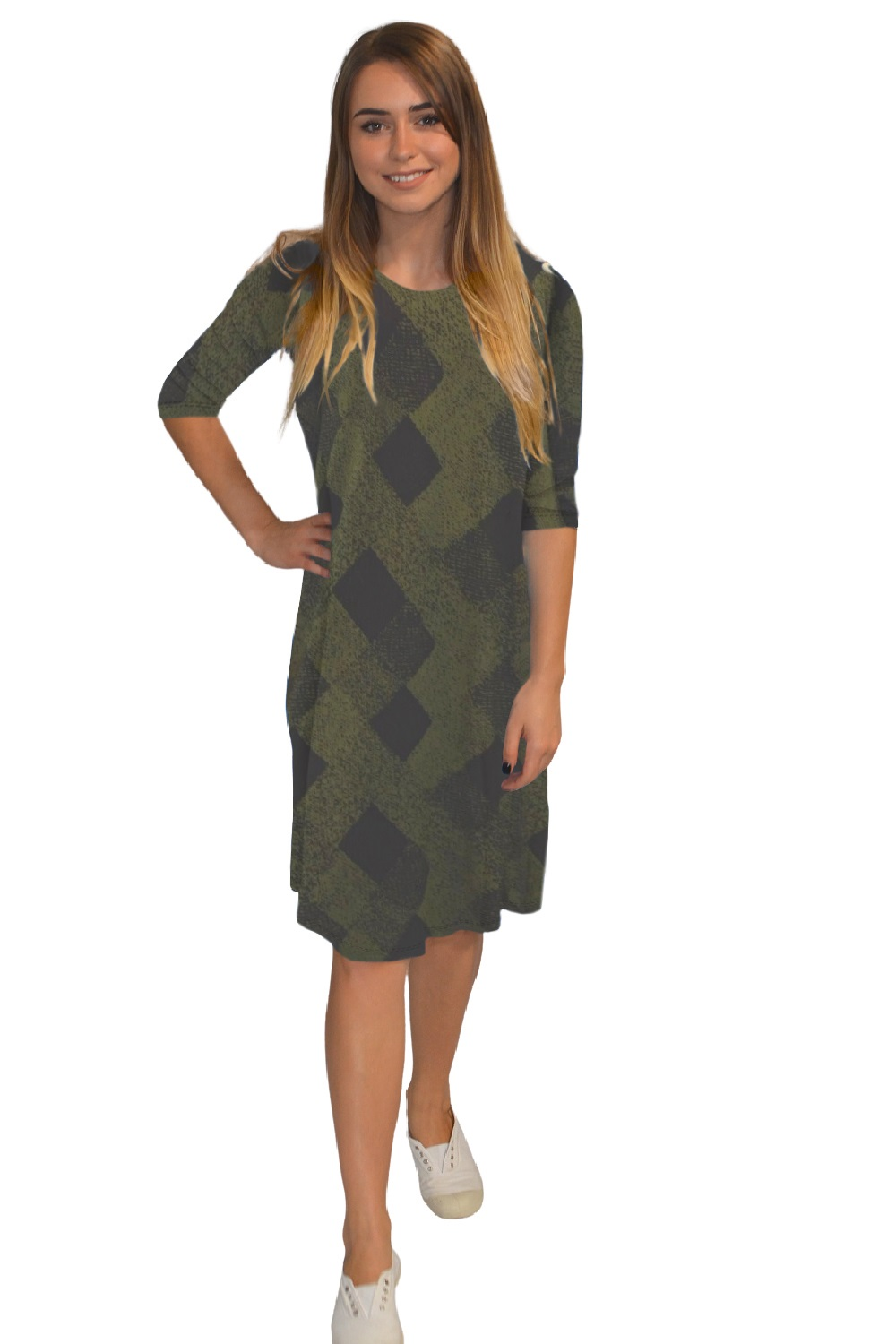 Classic Knee Length A-Line T-Shirt Dress by Kosher Casual USA