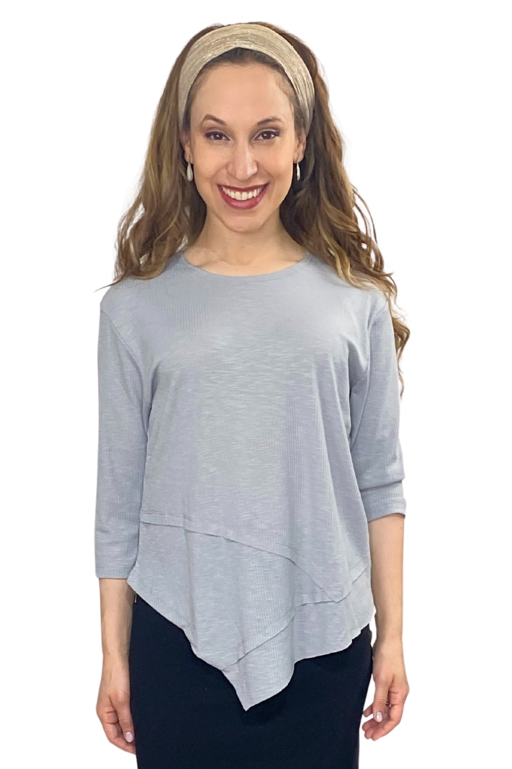 Asymmetrical Stylish Ribbed Tunic - Soft Fabric and Full Coverage by Kosher Casual USA