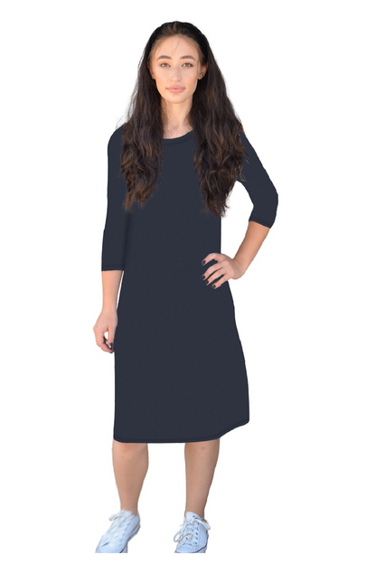 Classic Knee Length A-Line T-Shirt Dress by Kosher Casual USA