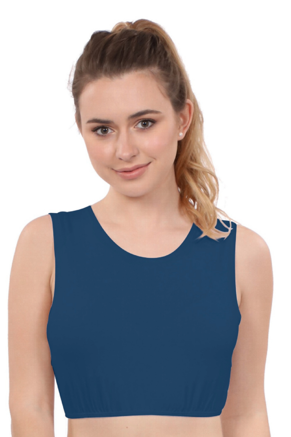 Cropped Layering Tank with Full Shoulder Coverage and Jewel Neckline by Kosher Casual USA