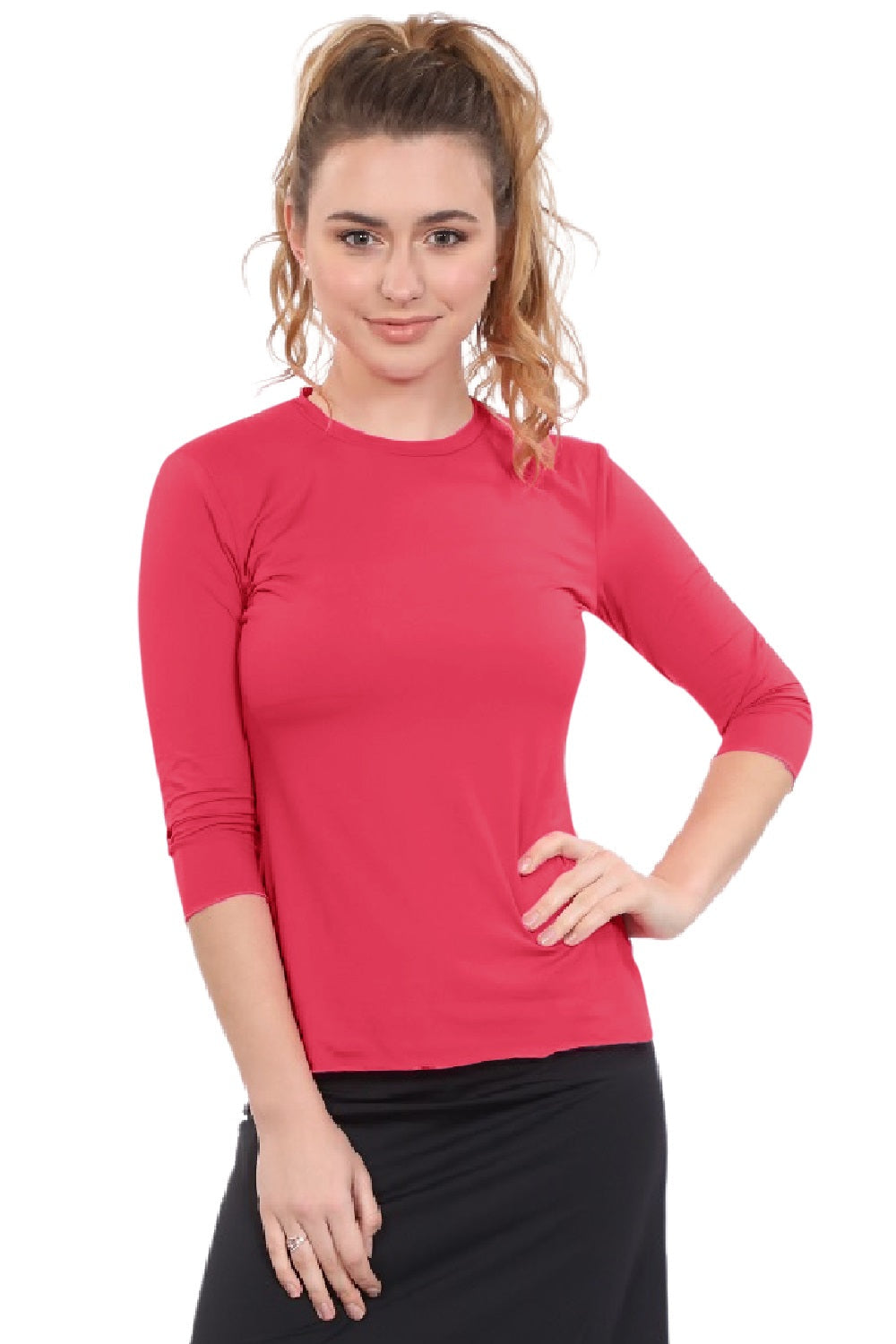 Relaxed Fit 3/4 Sleeve Swim &amp; Exercise Top - Quick-Dry UPF 50+ Protection by Kosher Casual USA
