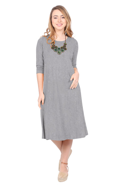Past The Knee T-Shirt Dress - Comfortable A-Line Silhouette by Kosher Casual USA