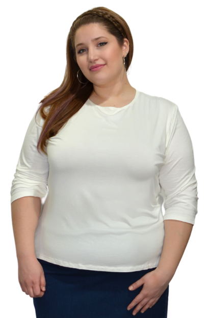 Essential 3/4 Sleeve Modest Crew Neckline Shell - Versatile Layering Top by Kosher Casual USA