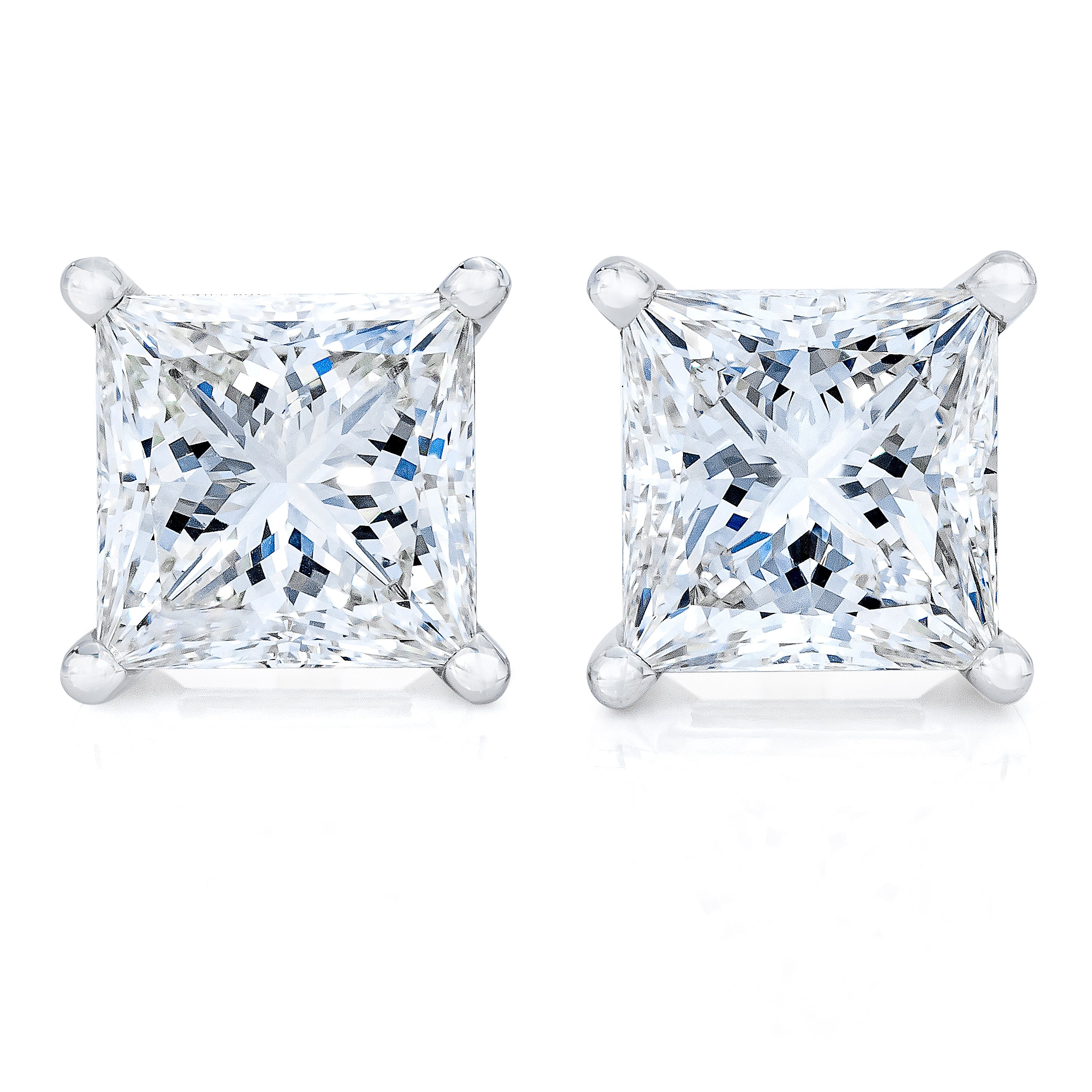 AGS Certified 18K White Gold 1.0 Cttw 4-Prong Set Princess-Cut Solitaire Diamond Screw Back Stud Earrings (E-F Color, SI2-I1 Clarity) by Bids.com