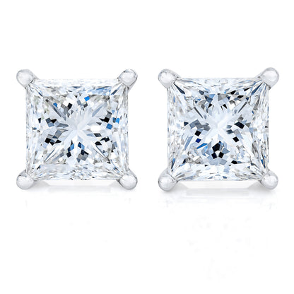 14K White Gold 1.00 Cttw Princess-Cut Square Near Colorless Diamond Classic 4-Prong Solitaire Stud Earrings (G-H Color, SI1-SI2 Clarity) by Bids.com