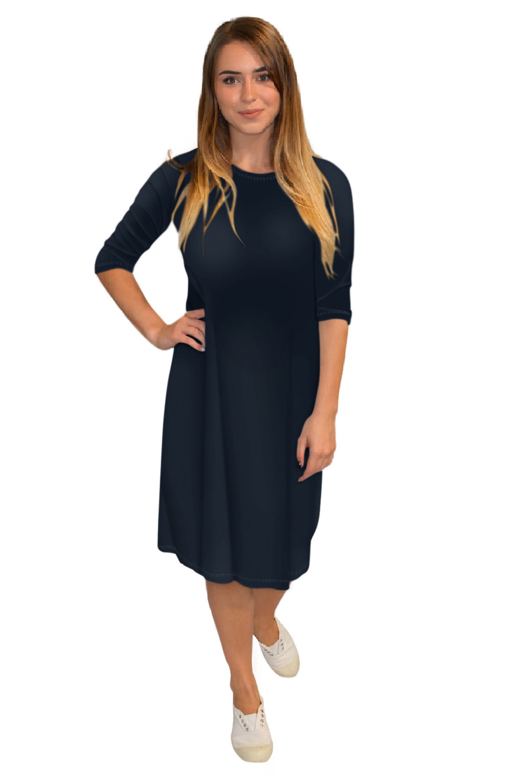 Classic Knee Length A-Line T-Shirt Dress by Kosher Casual USA