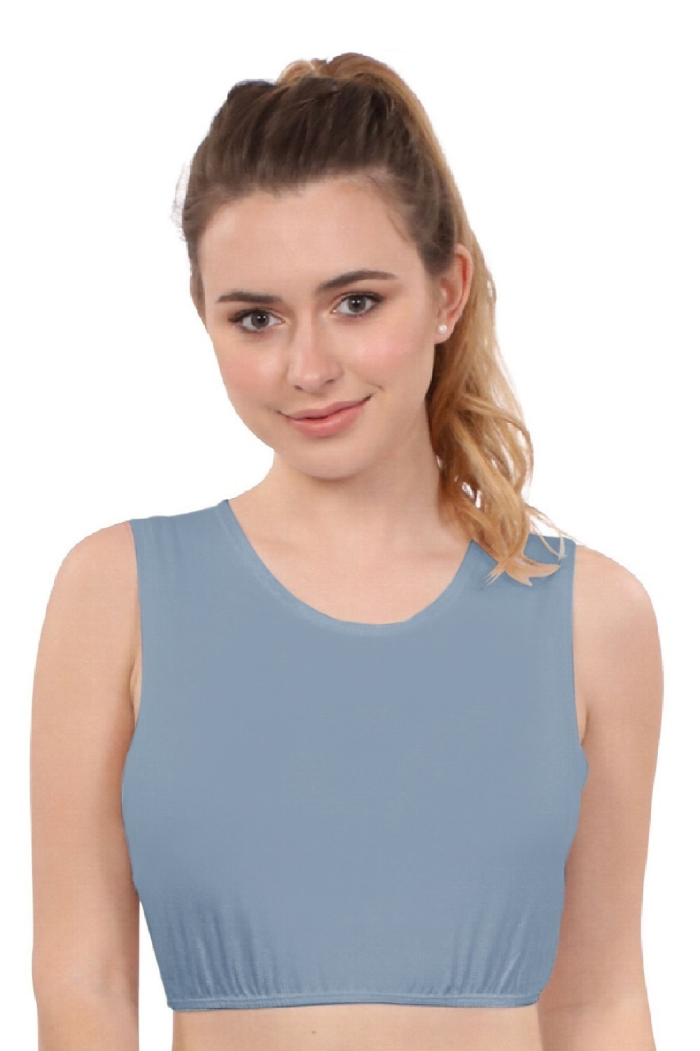 Cropped Layering Tank with Full Shoulder Coverage and Jewel Neckline by Kosher Casual USA