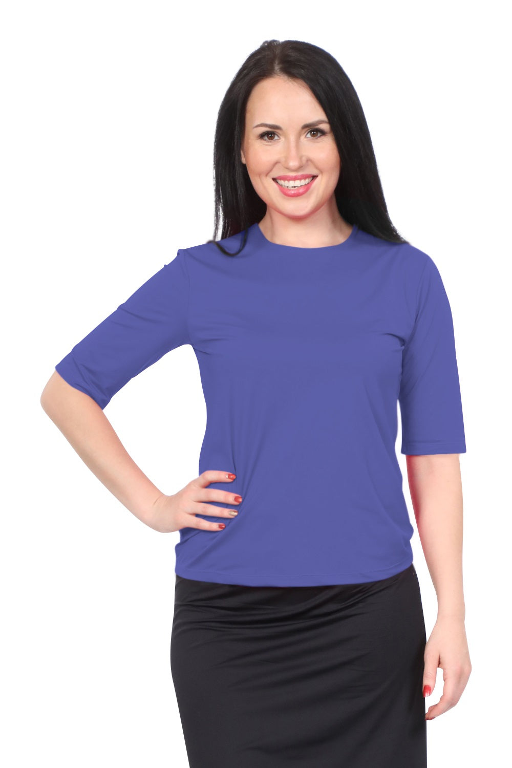 Modest Elbow Sleeve Swim &amp; Running/Exercise Shirt - UV 50 Protection by Kosher Casual USA