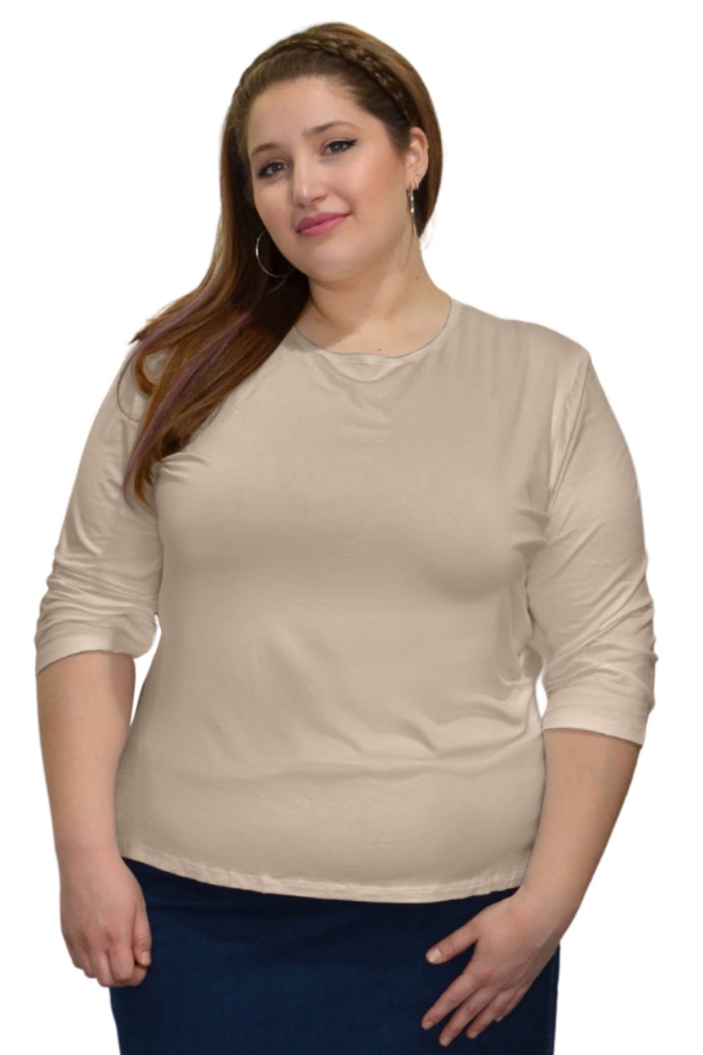 Essential 3/4 Sleeve Modest Crew Neckline Shell - Versatile Layering Top by Kosher Casual USA